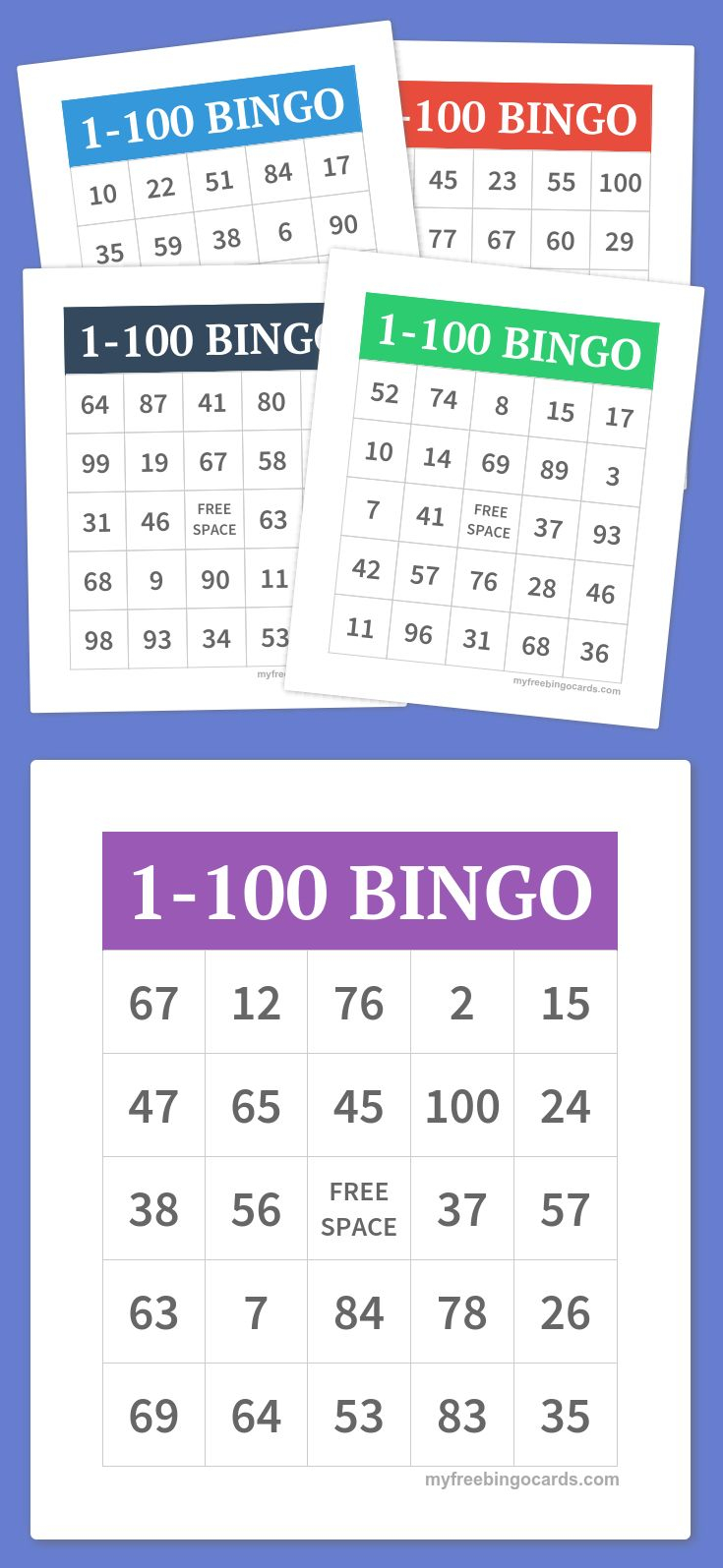 1 100 BINGO Bingo Cards Printable Free Printable Bingo 