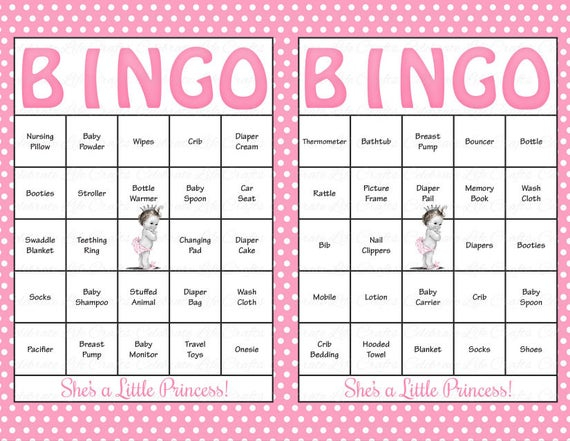 100 Baby Shower Bingo Cards Printable Party Baby Girl