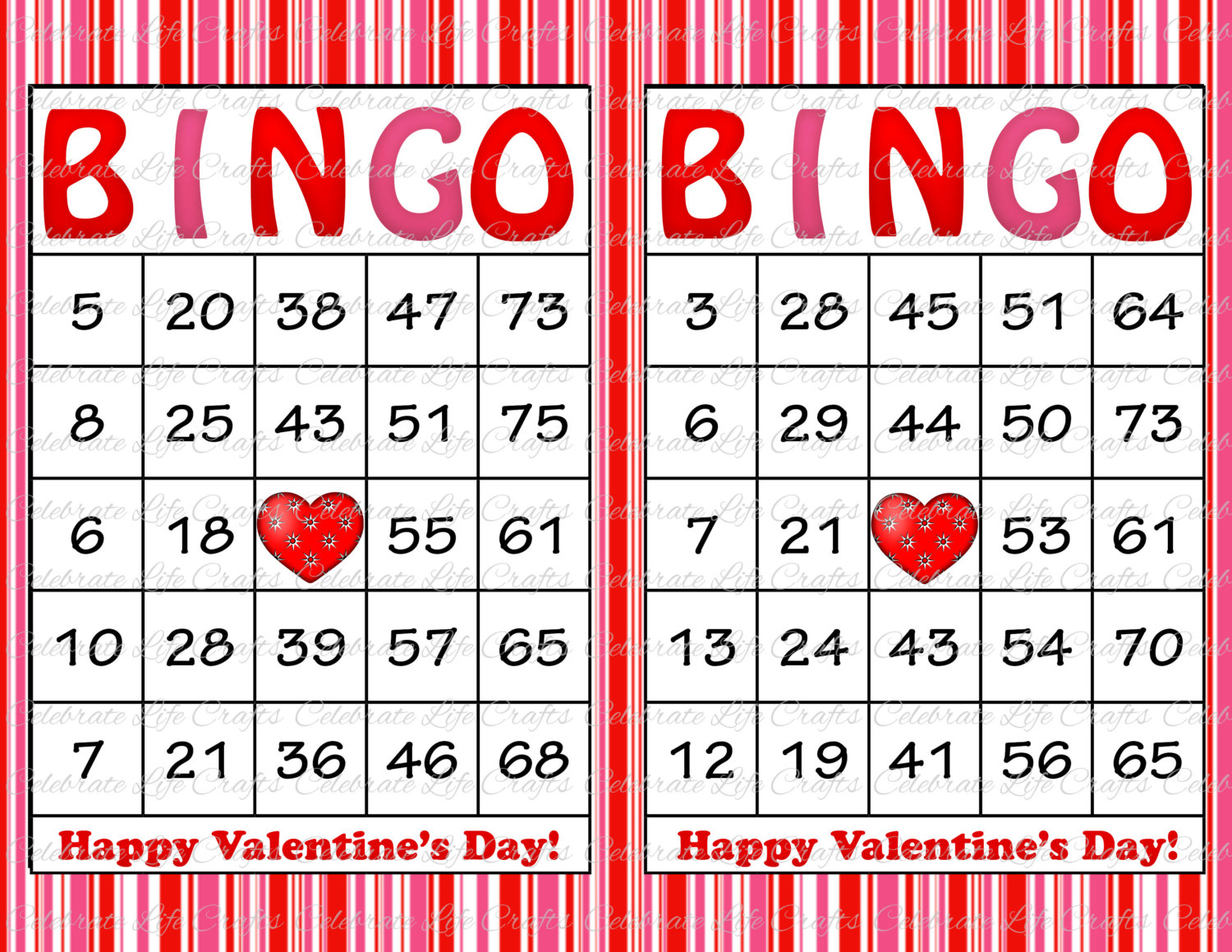 100 Valentine Bingo Cards Printable By CelebrateLifeCrafts