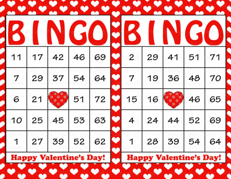 100 Valentine Bingo Cards Printable Valentine Bingo Game