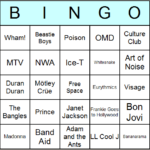 1980s Music Bingo Cards Printable Bingo Activity Game