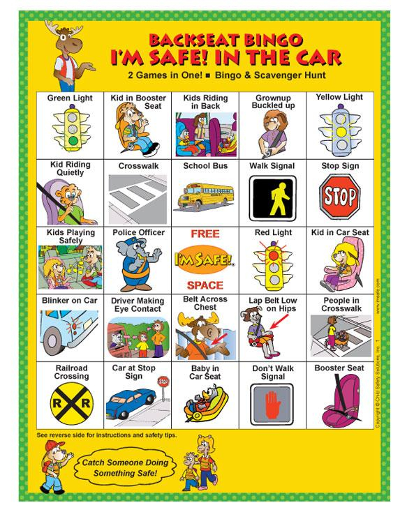 2 3140 I m Safe In The Car Backseat Bingo Game English 