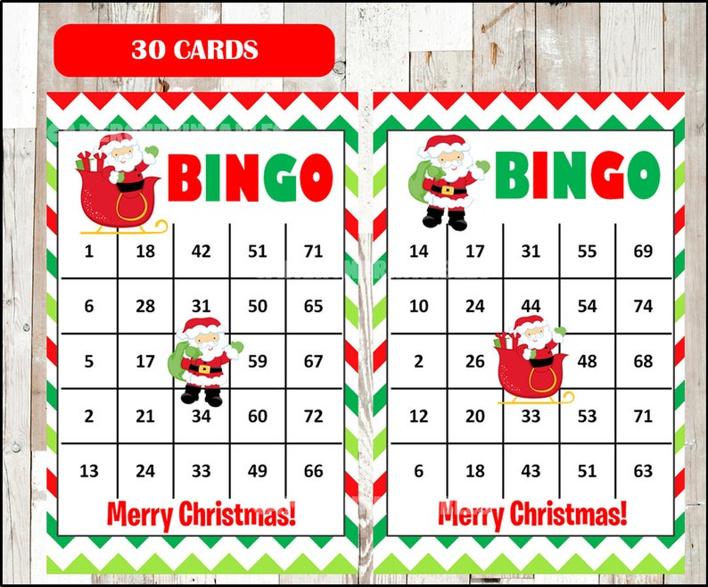 30 Santa Bingo Cards DIY Printable Game For Christmas 30 Santa Bingo Cards DIY Printable Game For Christmas