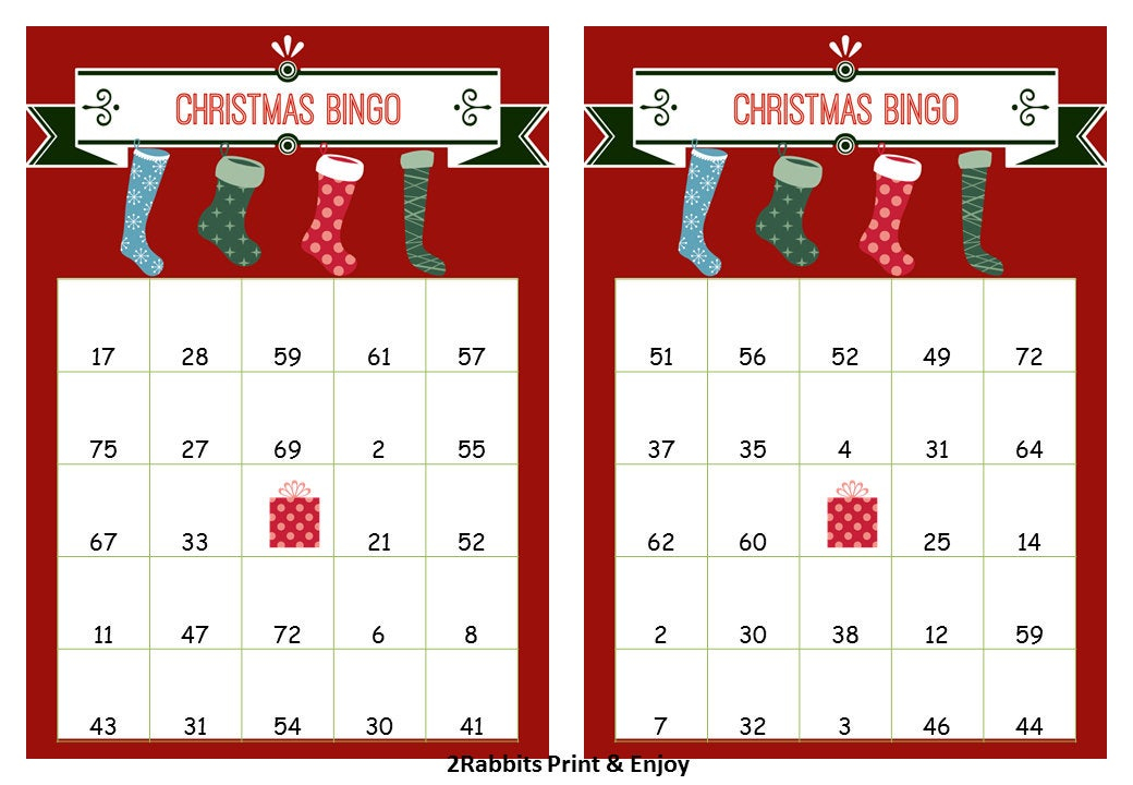 40 Printable Christmas Bingo Cards Prefilled By 