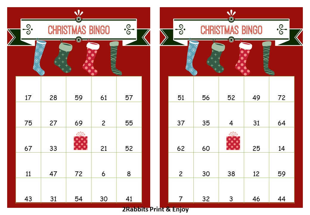 40 Printable Christmas Bingo Cards Prefilled By 40 Printable Christmas Bingo Cards Prefilled By
