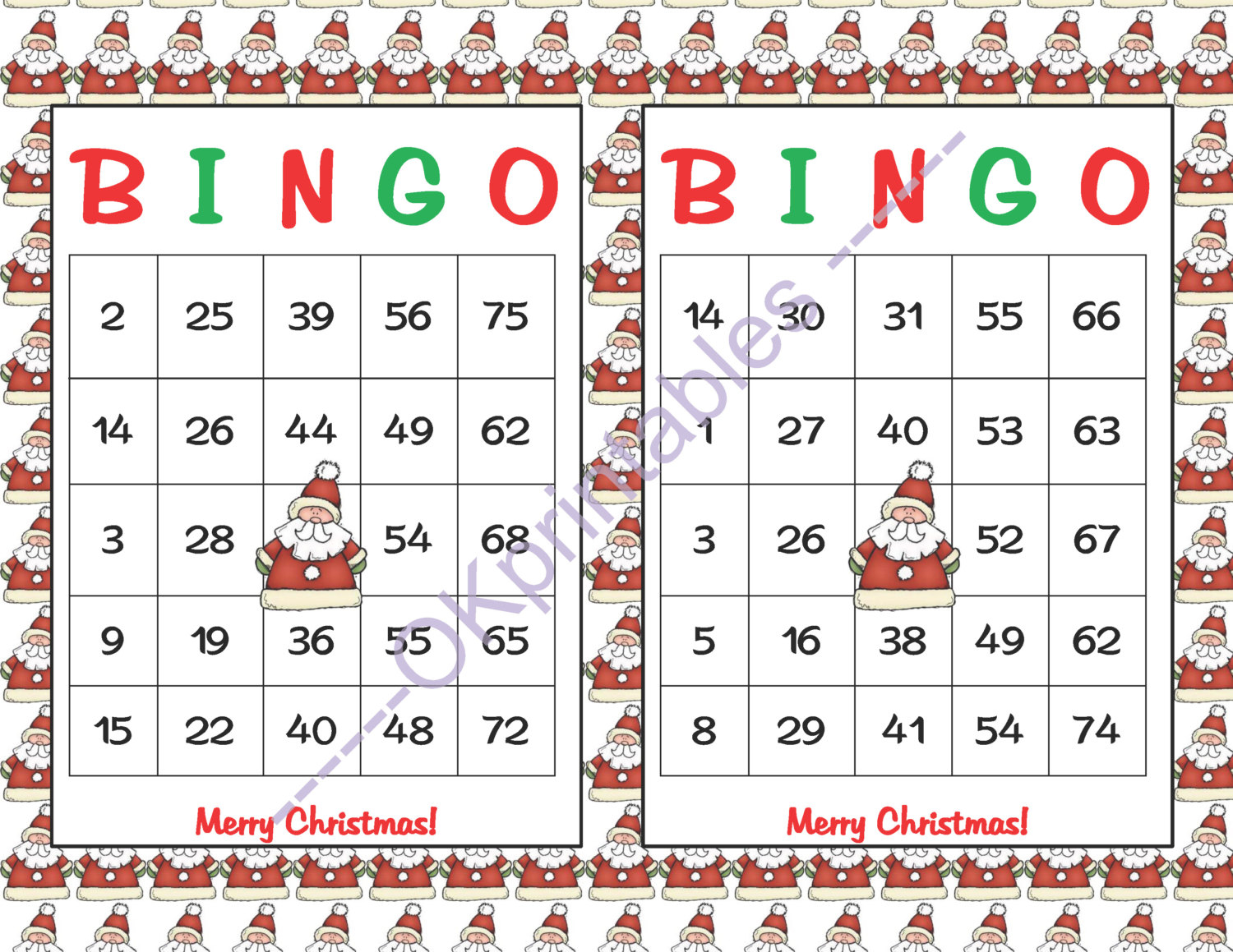 60 Merry Christmas Bingo Cards Instant By Okprintables 