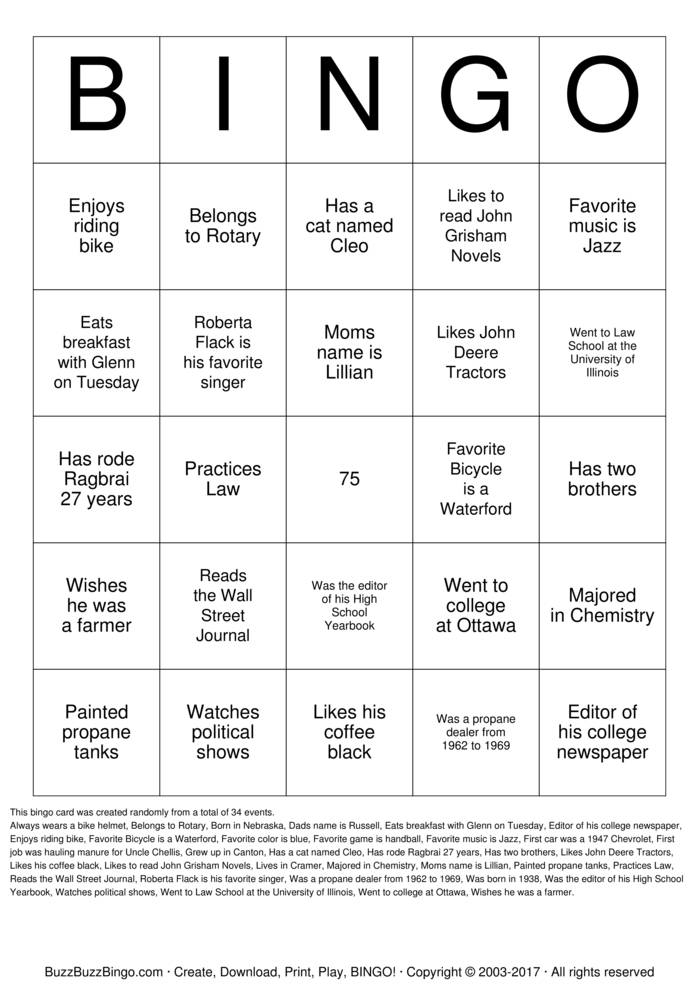 75 YEARS WITH JOHN Bingo Cards To Download Print And 75 YEARS WITH JOHN Bingo Cards To Download Print And