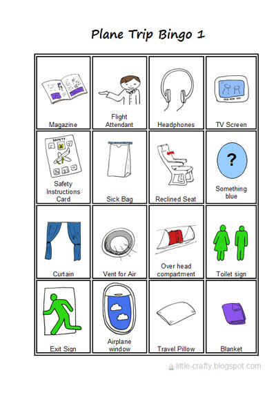 A Little Crafty Plane Trip Bingo