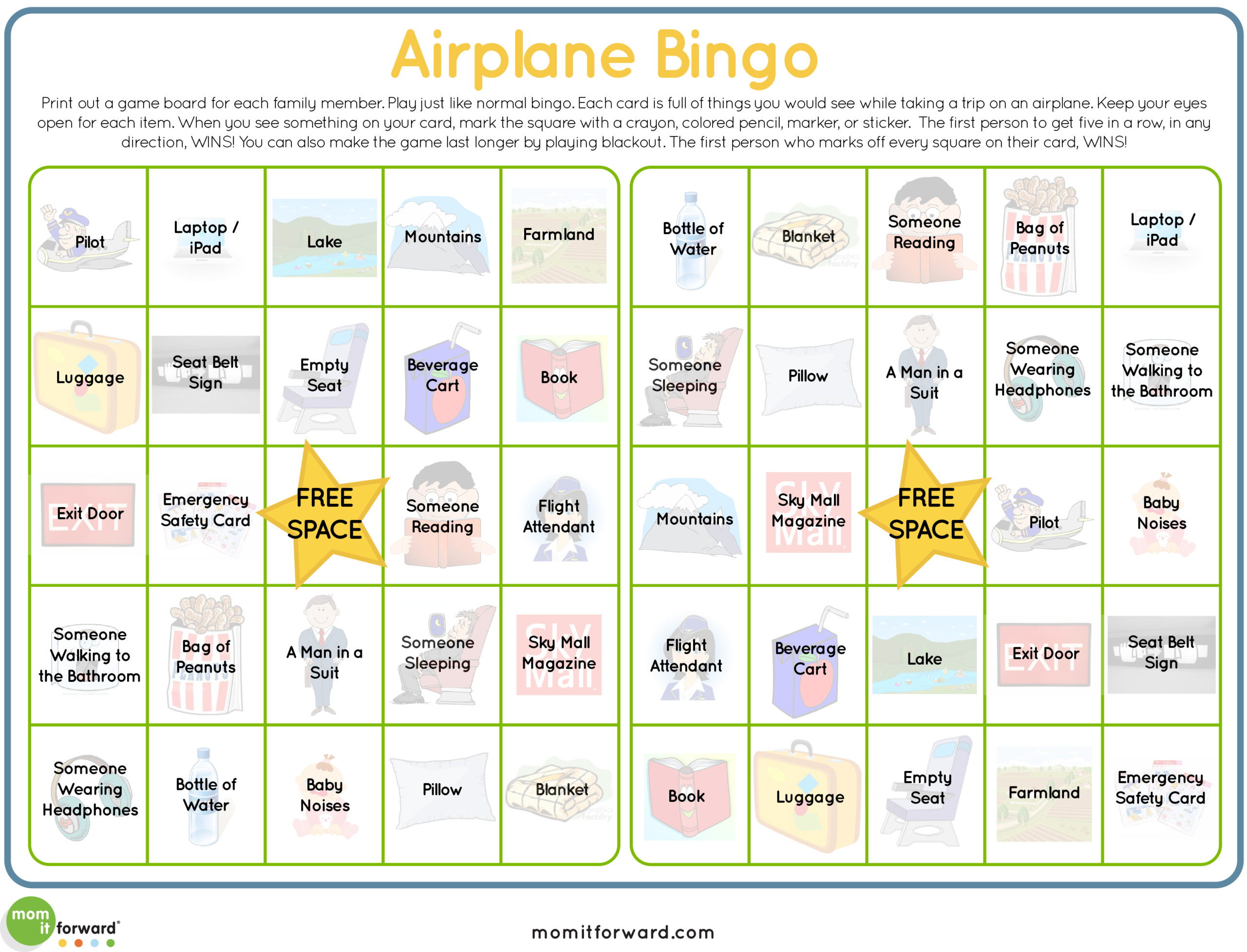 Airplane Bingo Printable Mom It ForwardMom It Forward