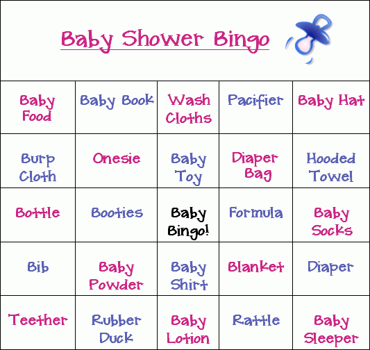 All New Baby Shower Bingo Game 