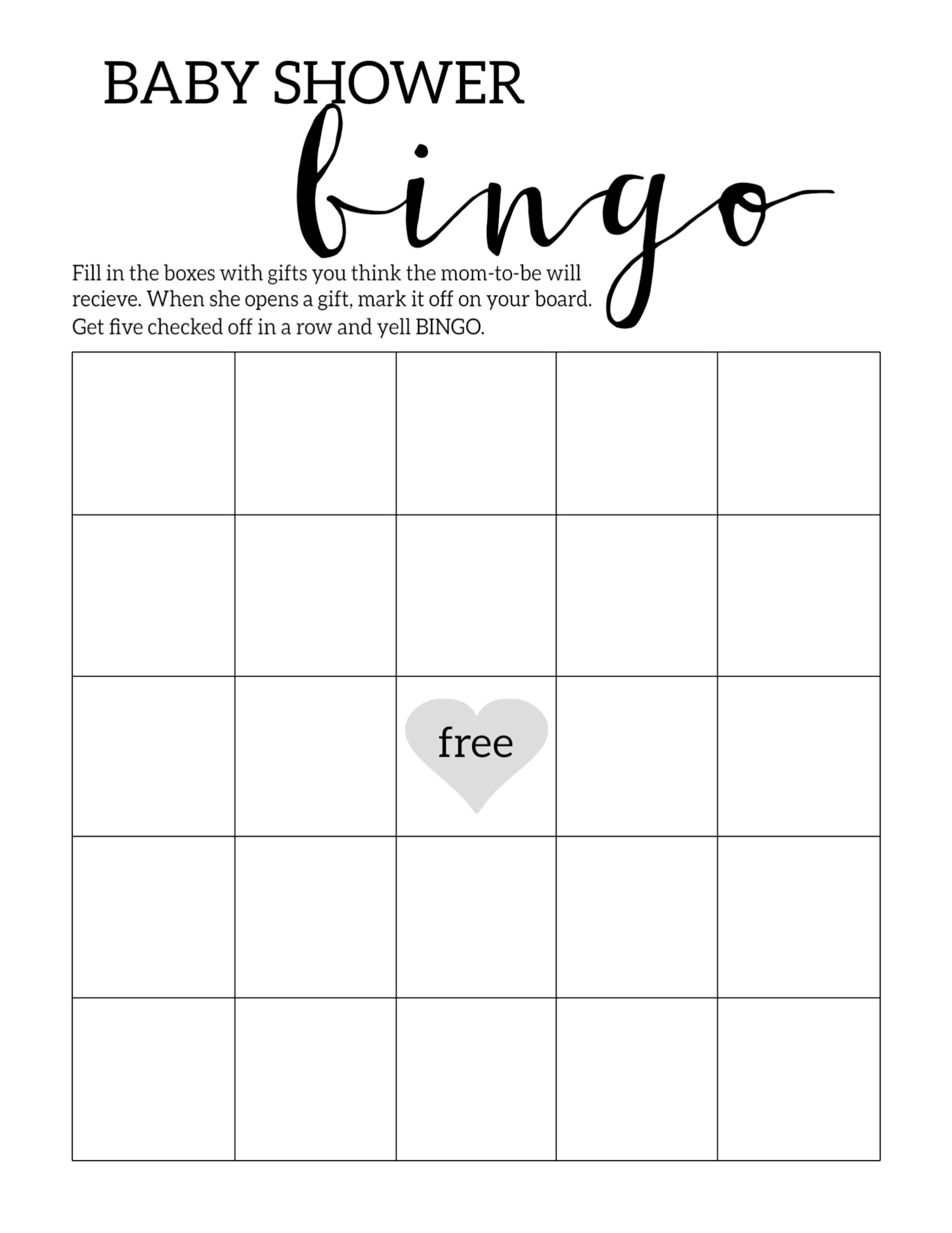 Baby Shower Bingo Printable Cards Template Paper Trail 