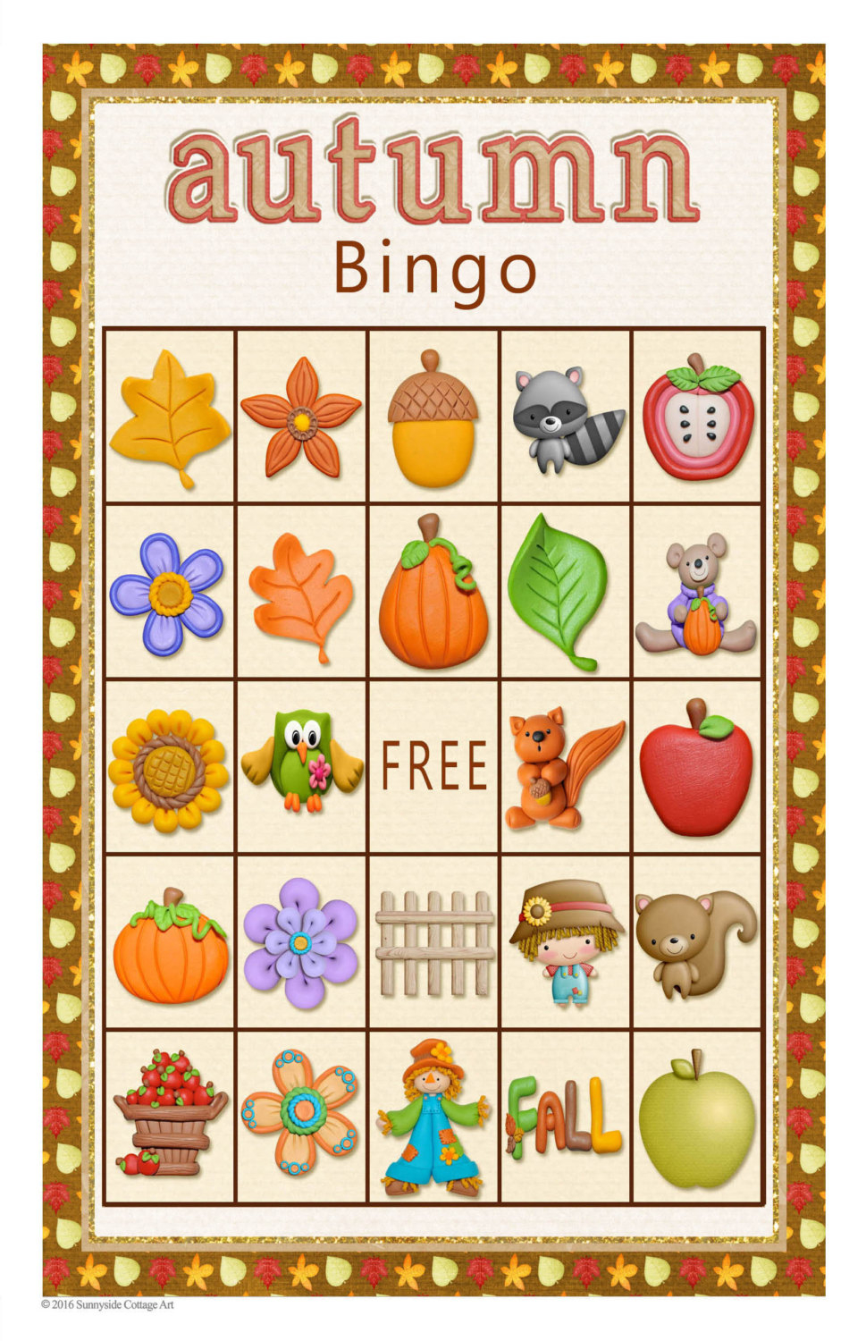 Bingo And Memory Game Fall Autumn Theme In Golds And Russet