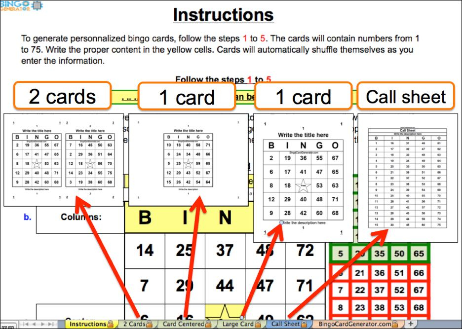 Bingo Card Generator Excel Mac Numbers From 1 To 75 