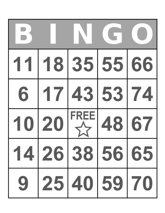 Bingo Cards 1000 Cards 1 Per Page Large Print Immediate Etsy