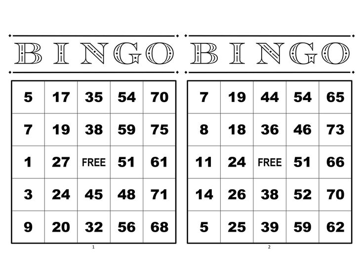 Bingo Cards 1000 Cards 2 Per Page Numbered Immediate Pdf 