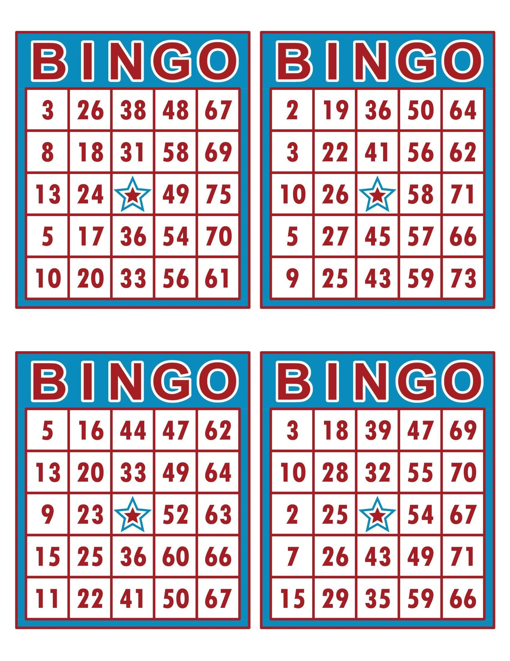 Bingo Cards 1000 Cards 4 Per Page Immediate Pdf Download 