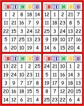BINGO For Numbers 1 25 Bingo Math Bingo Teaching Math