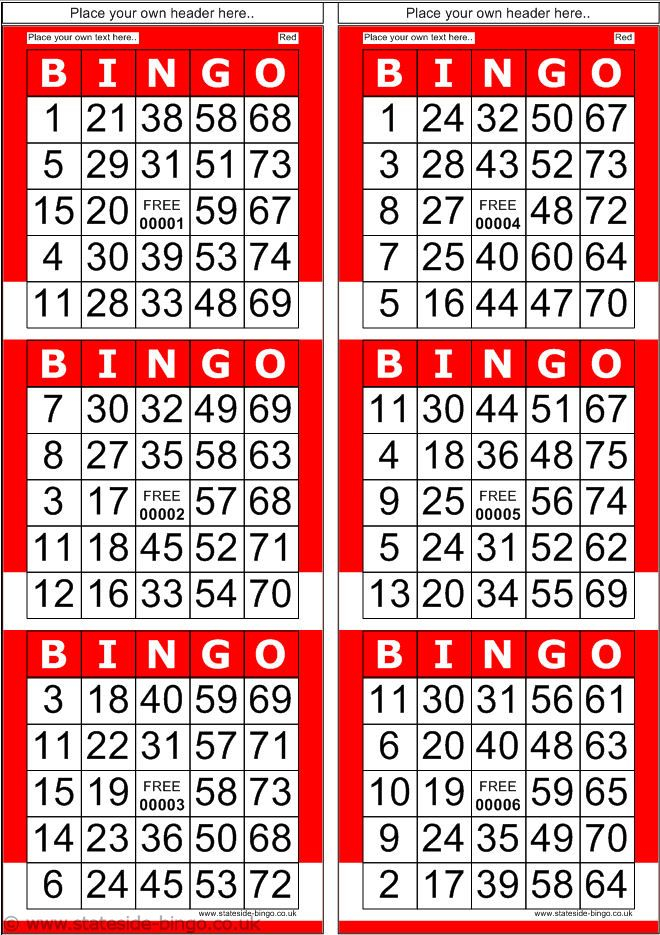 Bingo Patterns Printable Red Bingo Cards With Normal 