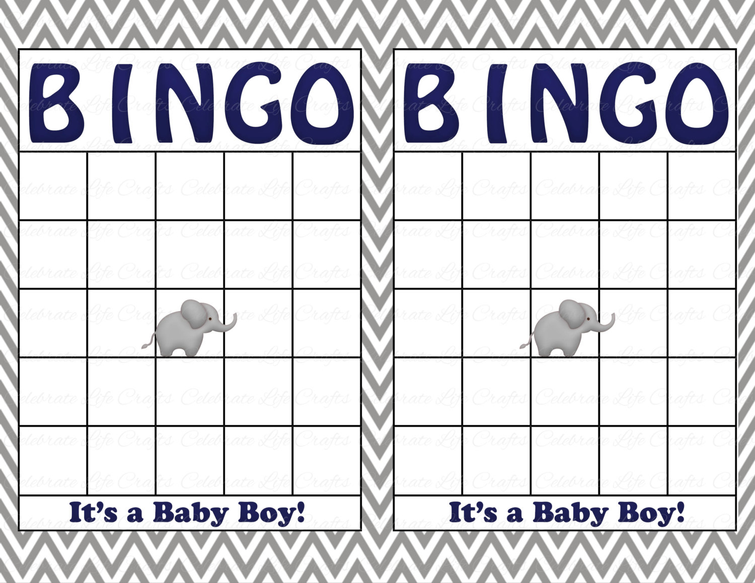 Blank Baby Shower Bingo Cards Printable Party Baby Boy