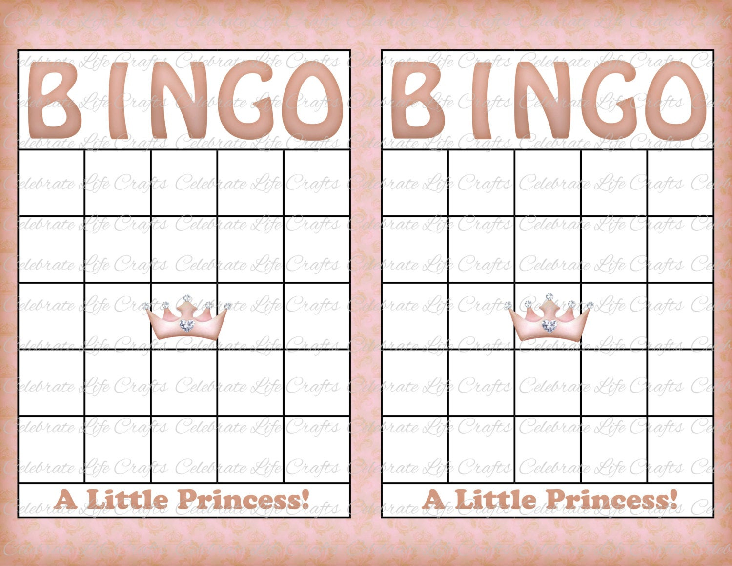 Blank Baby Shower Bingo Cards Vintage Princess Printable