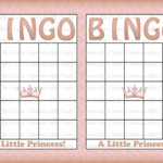 Blank Baby Shower Bingo Cards Vintage Princess Printable