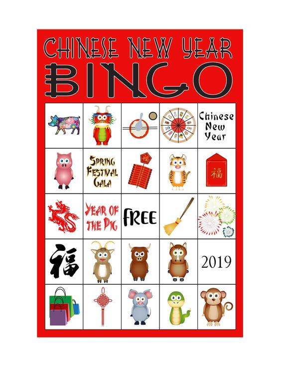 Chinese New Year Bingo 20 Cards Etsy