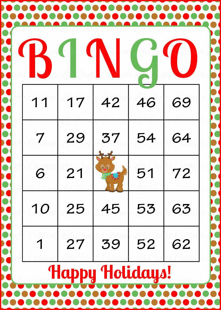 Christmas Bingo Cards Printable Download Prefilled 