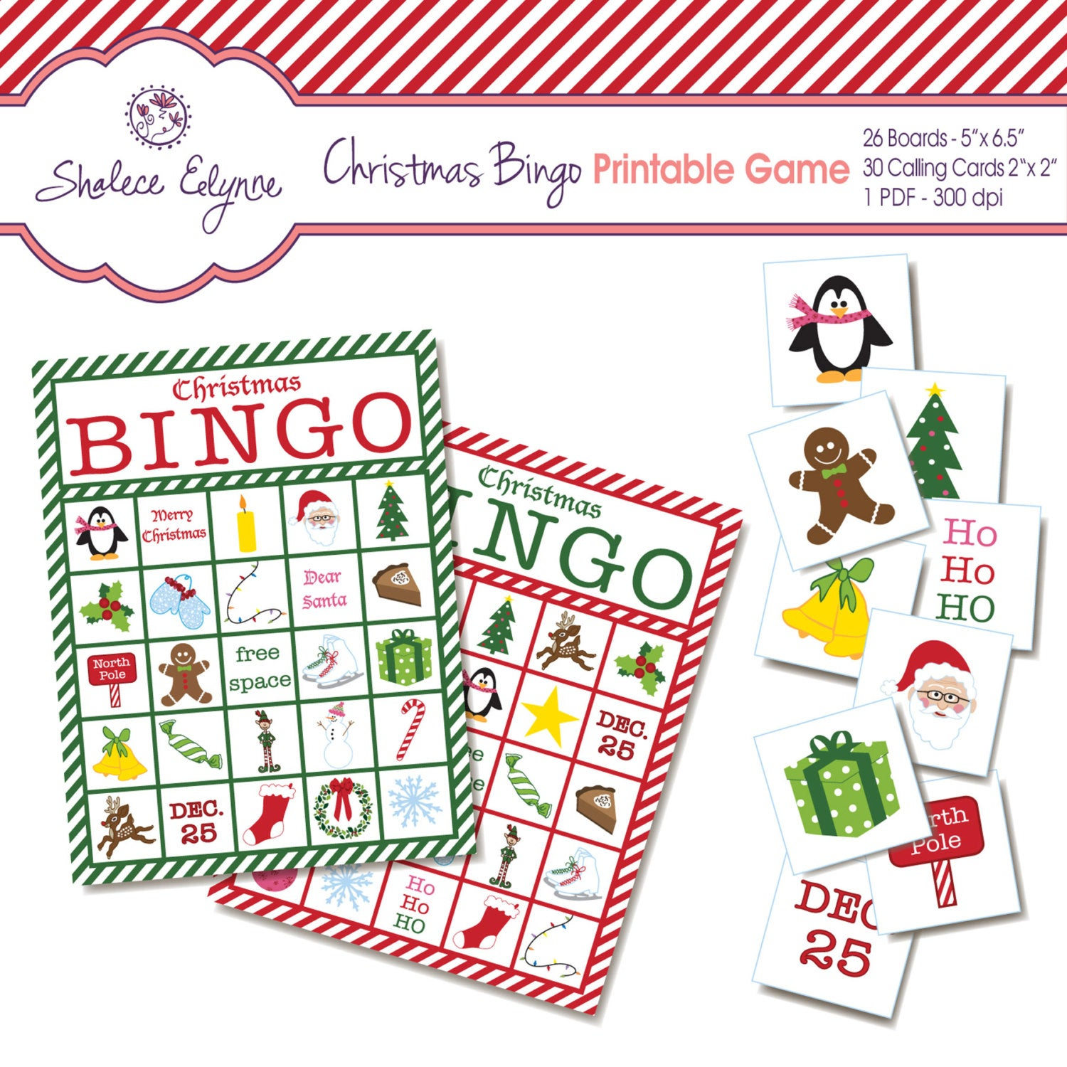 Christmas BINGO Printable Game Instant Download By 