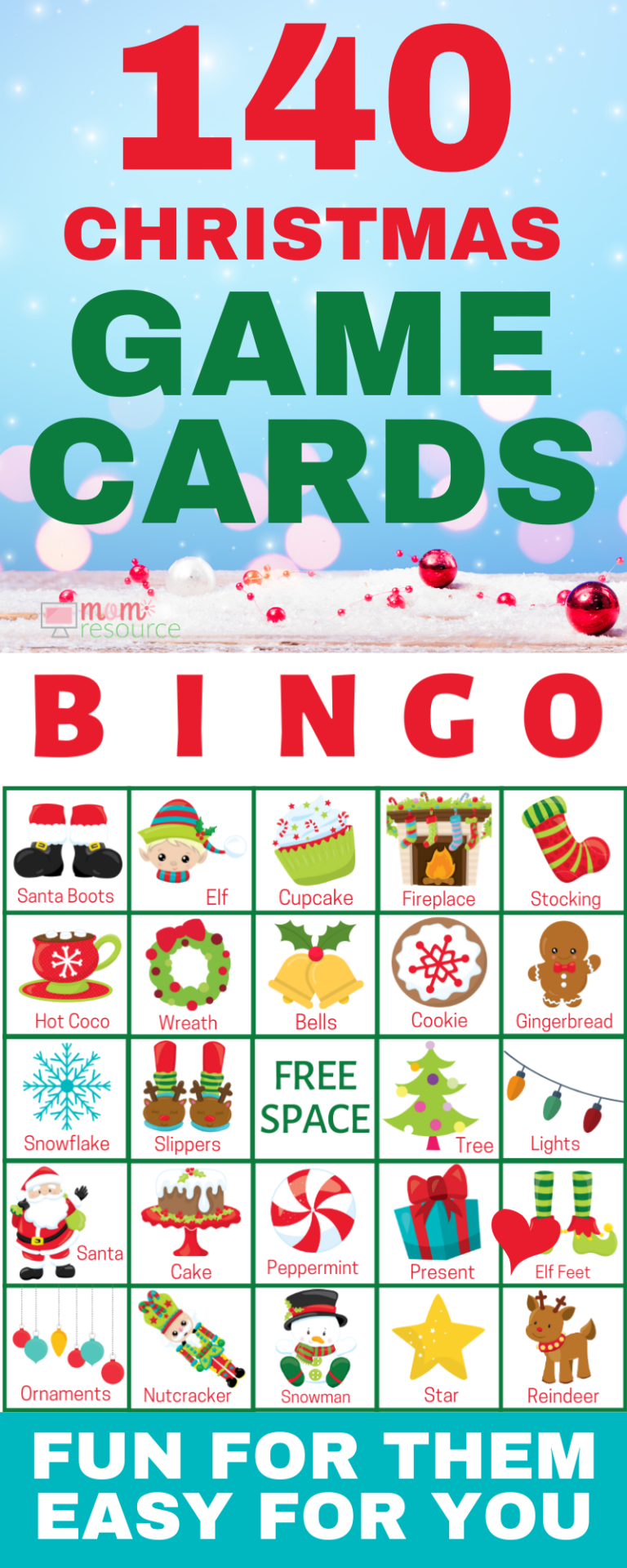 Christmas Printable Bingo Cards For Large Group up To 140