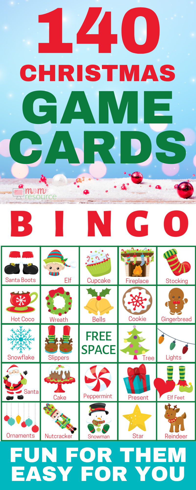 Christmas Printable Bingo Cards For Large Group up To 140 