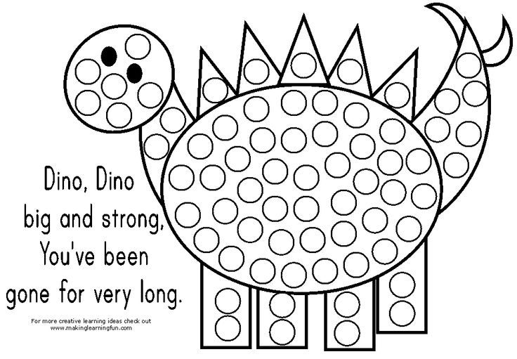 Dinosaur Themed Bingo Dauber Stickers Coloring Page Use 