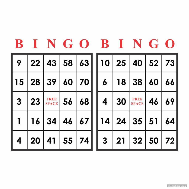 Double Card Printable Bingo Numbers 1 75 Printabler