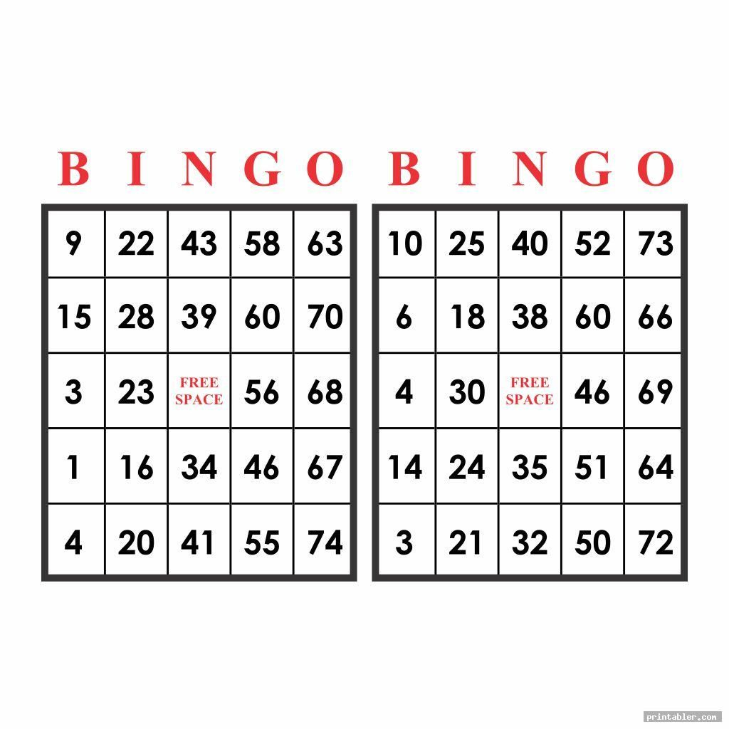 Double Card Printable Bingo Numbers 1 75 Printabler 