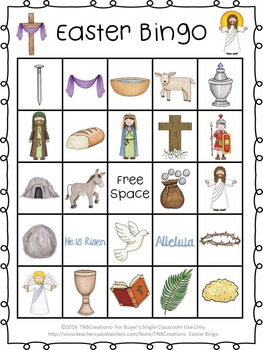 Easter Bingo Religious By TNBCreations Teachers Pay 