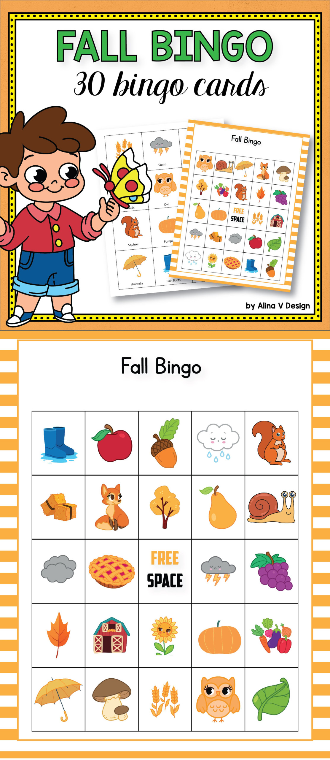 Fall Bingo Cards Preschool Autumn Bingo Fall Games 
