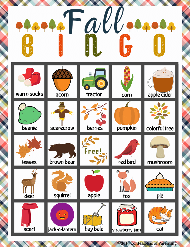 Fall Bingo Free Printable Confessions Of Parenting In 