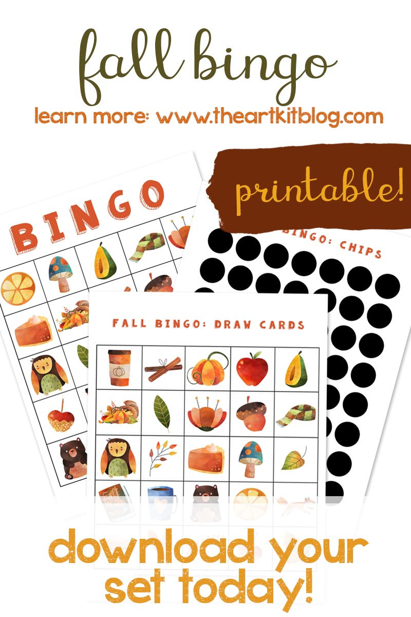 Fall Bingo Game FREE Printable Pack The Art Kit Fall Bingo Game FREE Printable Pack The Art Kit