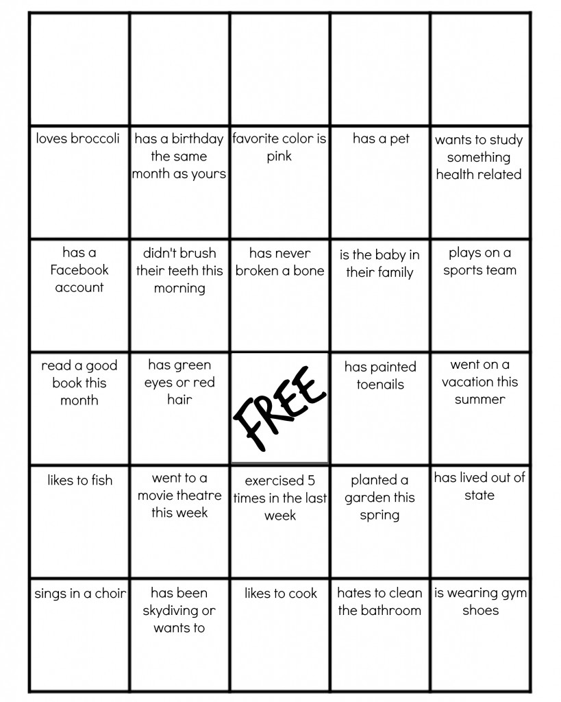 Family Reunion Get to Know You BINGO