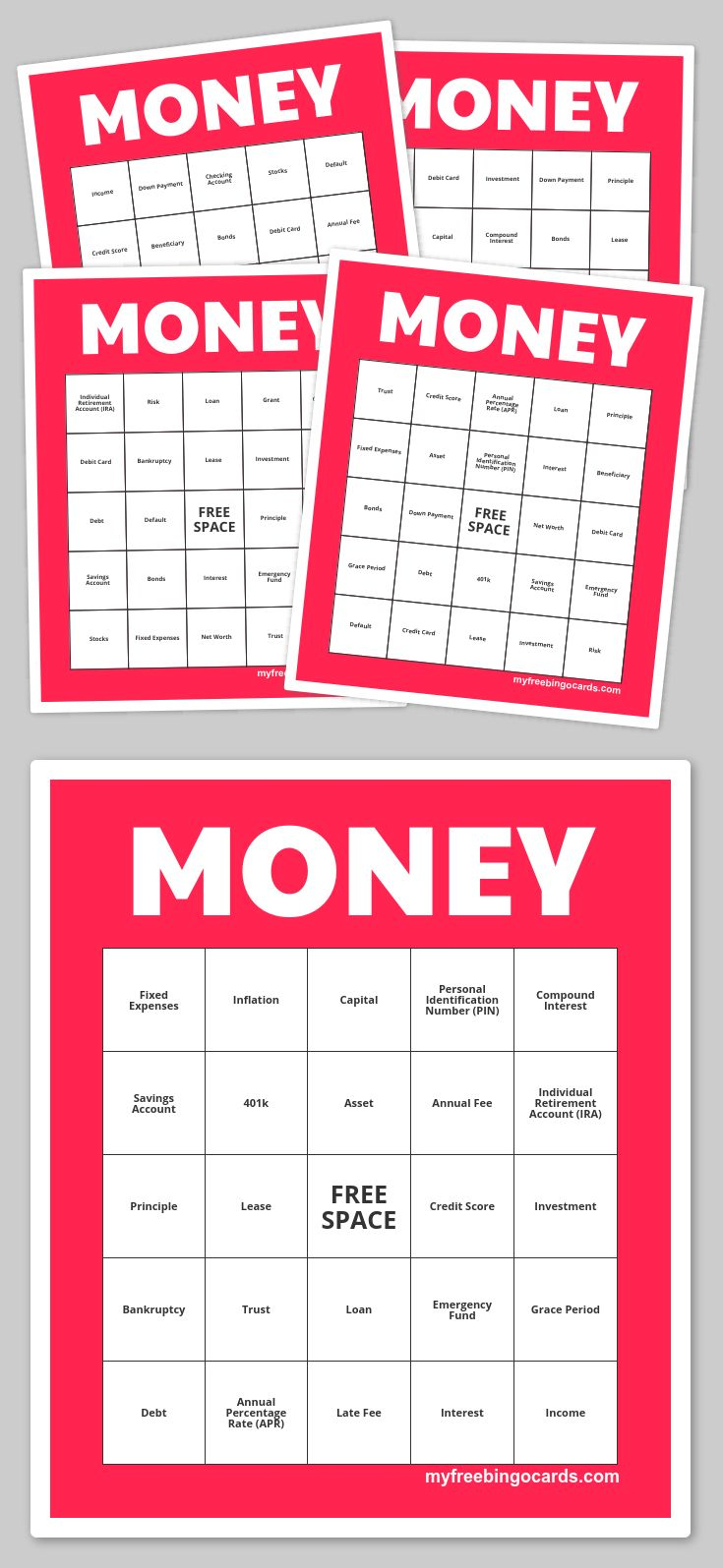 Free Printable Bingo Cards Money Bingo