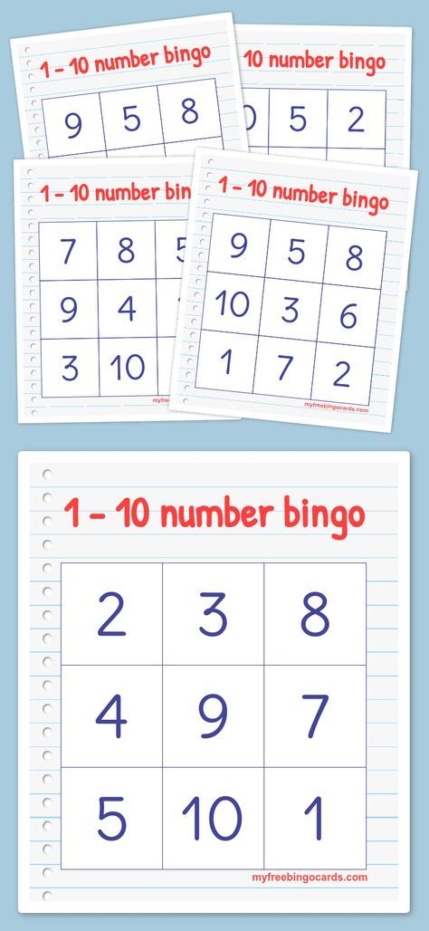 Free Printable Bingo Cards Numbers Preschool Numbers 