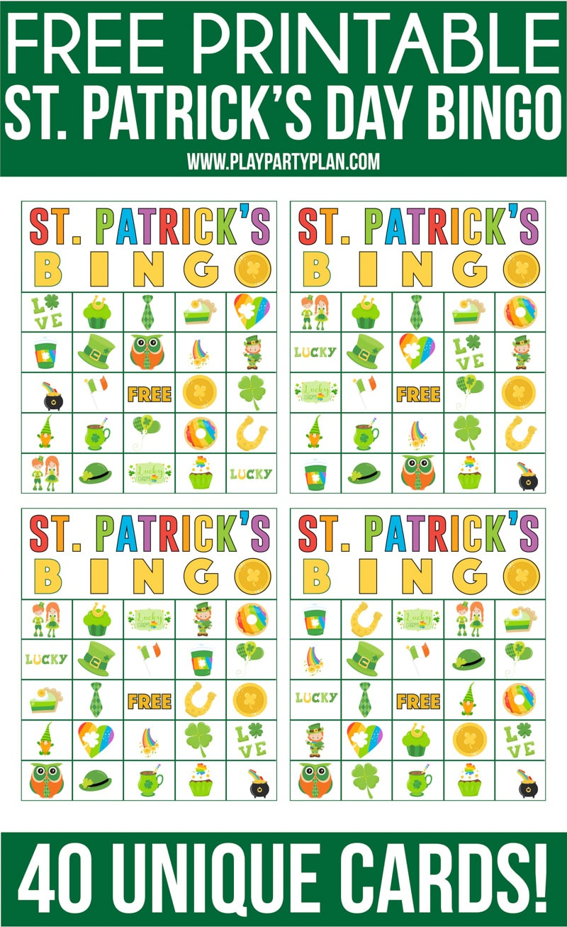 Free Printable St Patrick s Day Bingo Cards Play Party Plan