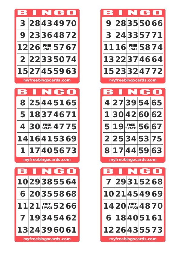Free Printable US Number Bingo Cards 1 75 In 2020 Free 