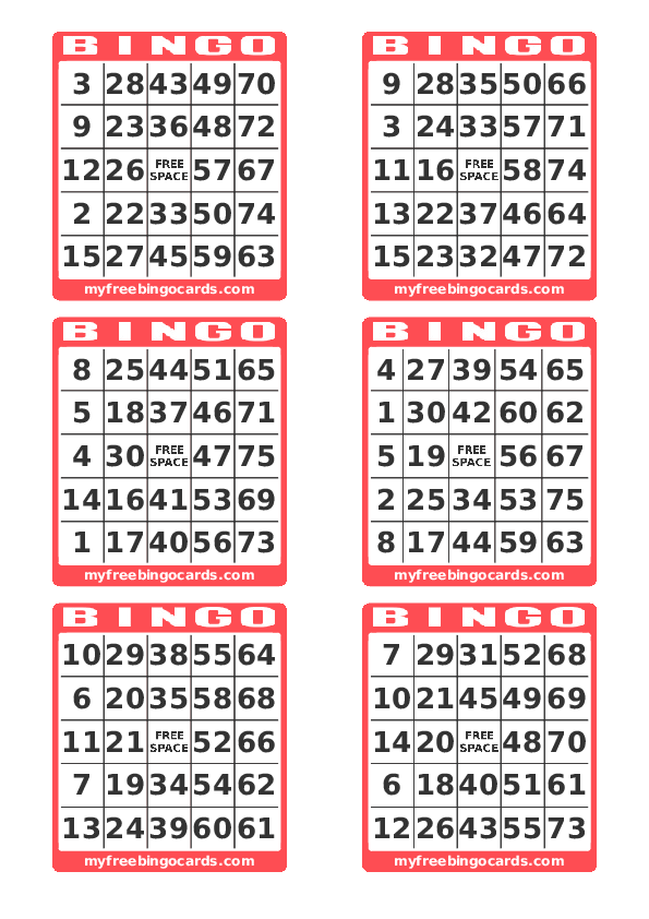 Free Printable US Number Bingo Cards 1 75 In 2020 Free 
