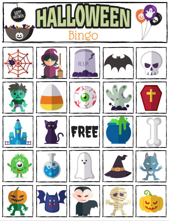 Halloween Bingo Printable GREAT For Halloween Class Parties 