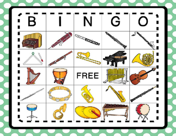 Instrument Bingo By Mather s Music Teachers Pay Teachers