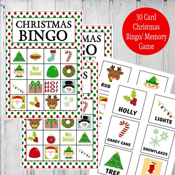 Items Similar To Printable Christmas Bingo Memory Game 