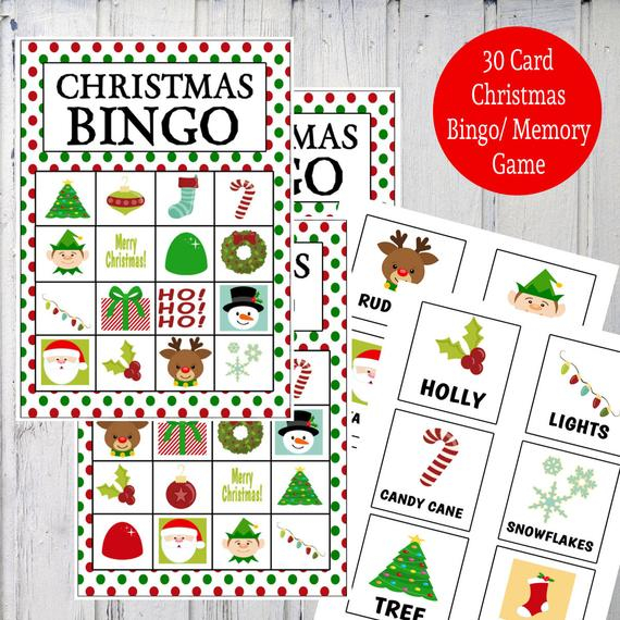 Items Similar To Printable Christmas Bingo Memory Game