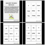 Kindergarten Sight Word Bingo Boards printable