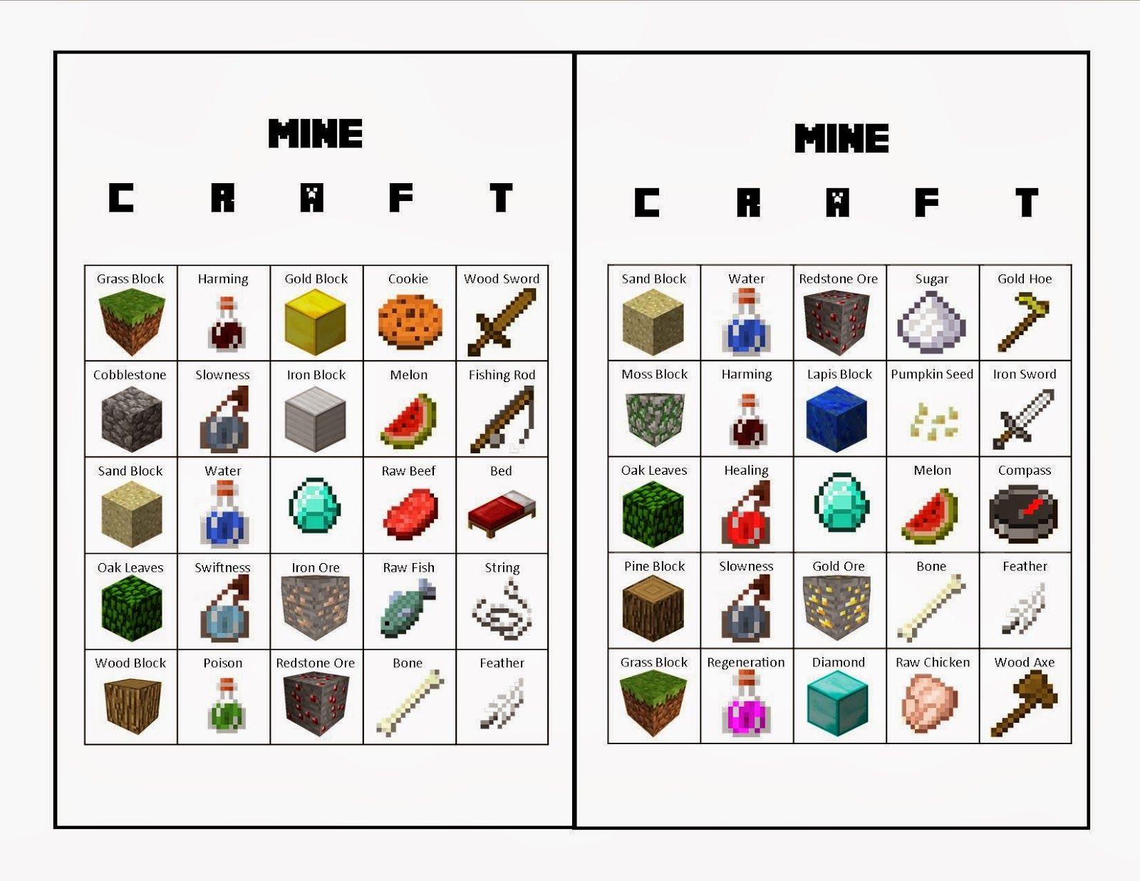 Minecraft Bingo From Life With Squeaker The Upside Link 