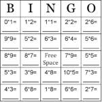 Multiplication Using Numbers Between 0 10 Bingo Cards